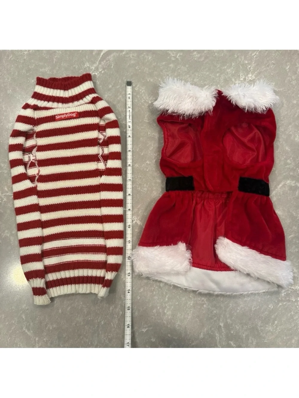 Christmas Dog Clothes Lot Small SimplyDog Santa Sweater Mrs Claus Dress Size S